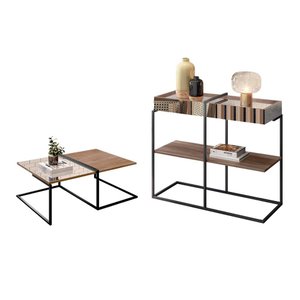 Conjunto Mesa de Centro e Aparador Lagos Demolição Preto