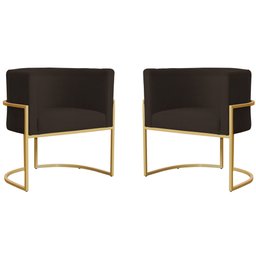 Kit 2 Poltronas Decorativa Sala de Estar Luana Base Gold Suede - 1
