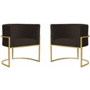 Ver imagem 1 de Kit 2 Poltronas Decorativa Sala de Estar Luana Base Gold Suede