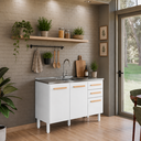 Ver imagem 1 de Balcão de Cozinha com Pia Inox 120cm 03 Portas 02 Gavetas Intenza Branco Freijó Nicioli Ghelplus