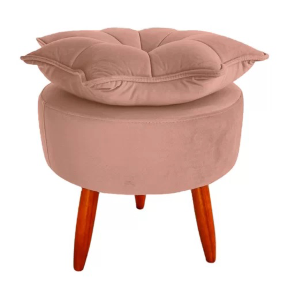 Puff Luxo Petala Sala Veludo ou Recepcao Cor Rose | MadeiraMadeira