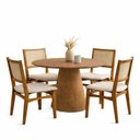 Ver imagem 2 de Conjunto Sala de Jantar Serena com Mesa e 4 Cadeiras com Encosto em Tela Mira Marrom/Madeira Nogueira/Bege