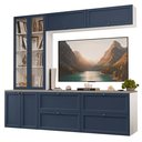 Ver imagem 3 de Estante Sala de Estar com Rack + Cristaleira 230cm Branco/Azul Vik Madesa 01