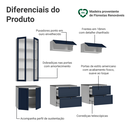 Ver imagem 5 de Estante Sala de Estar com Rack + Cristaleira 230cm Branco/Azul Vik Madesa 01
