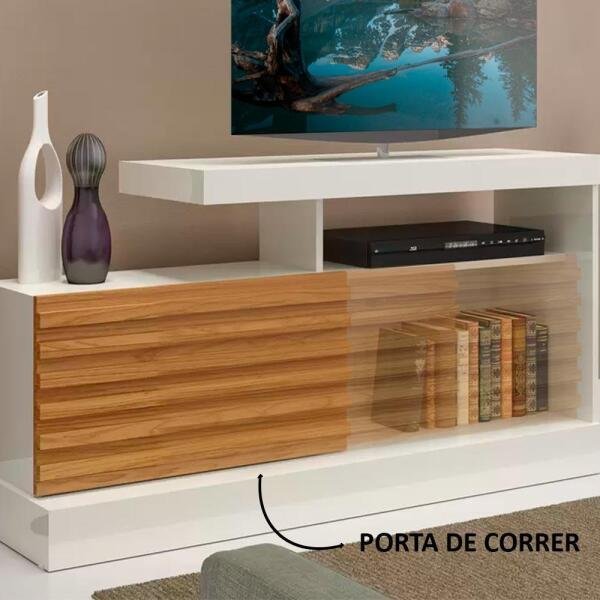 Rack Bancada 1,80 MDF Off White com Freijó - Dalla Costa - Rack