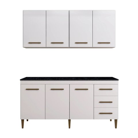 Cozinha Completa 7 Portas 3 Gavetas Atenas Kaiki Moveis Branco