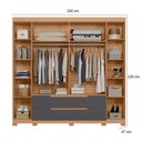 Ver imagem 2 de Guarda Roupa Casal com Cômoda Doble Unno 6 Portas de Bater 10 Gavetas Freijo Titanium