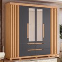 Ver imagem 5 de Guarda Roupa Casal com Cômoda Doble Unno 6 Portas de Bater 10 Gavetas Freijo Titanium