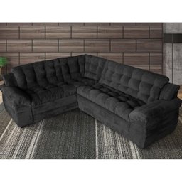 Sofá Madrid Premium Suede 2,45M/2,00M Preto - 1
