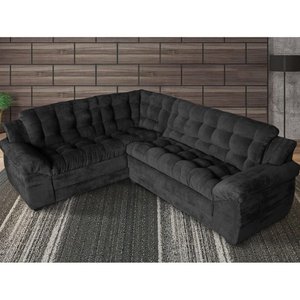 Sofá Madrid Premium Suede 2,45M/2,00M Preto