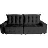 Sofá Euro Retrátil e Reclinável 2,20M Veludo Light Preto - 2