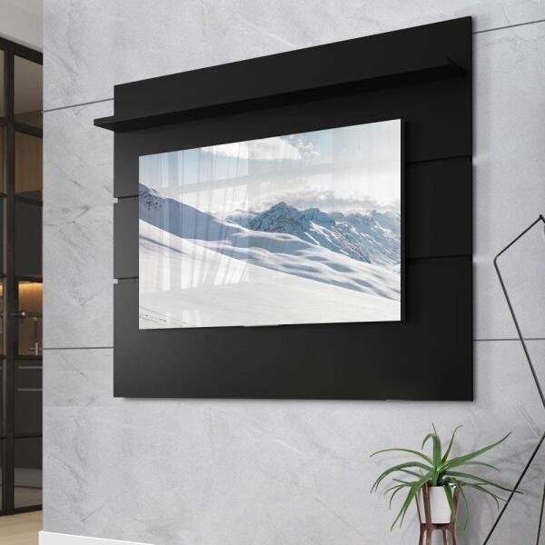 Painel para TV Prism Preto Acetinado Patrimar