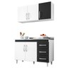 Kit Cozinha Isabel 120cm Branco Preto-Ajl Móveis - 1