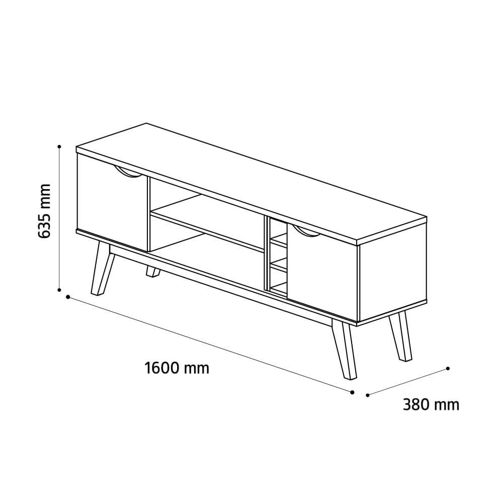 Rack para Sala com 2 Portas e 2 Nichos - Prism 1.6 - Off White com Cumaru - Patrimar Móveis - 5