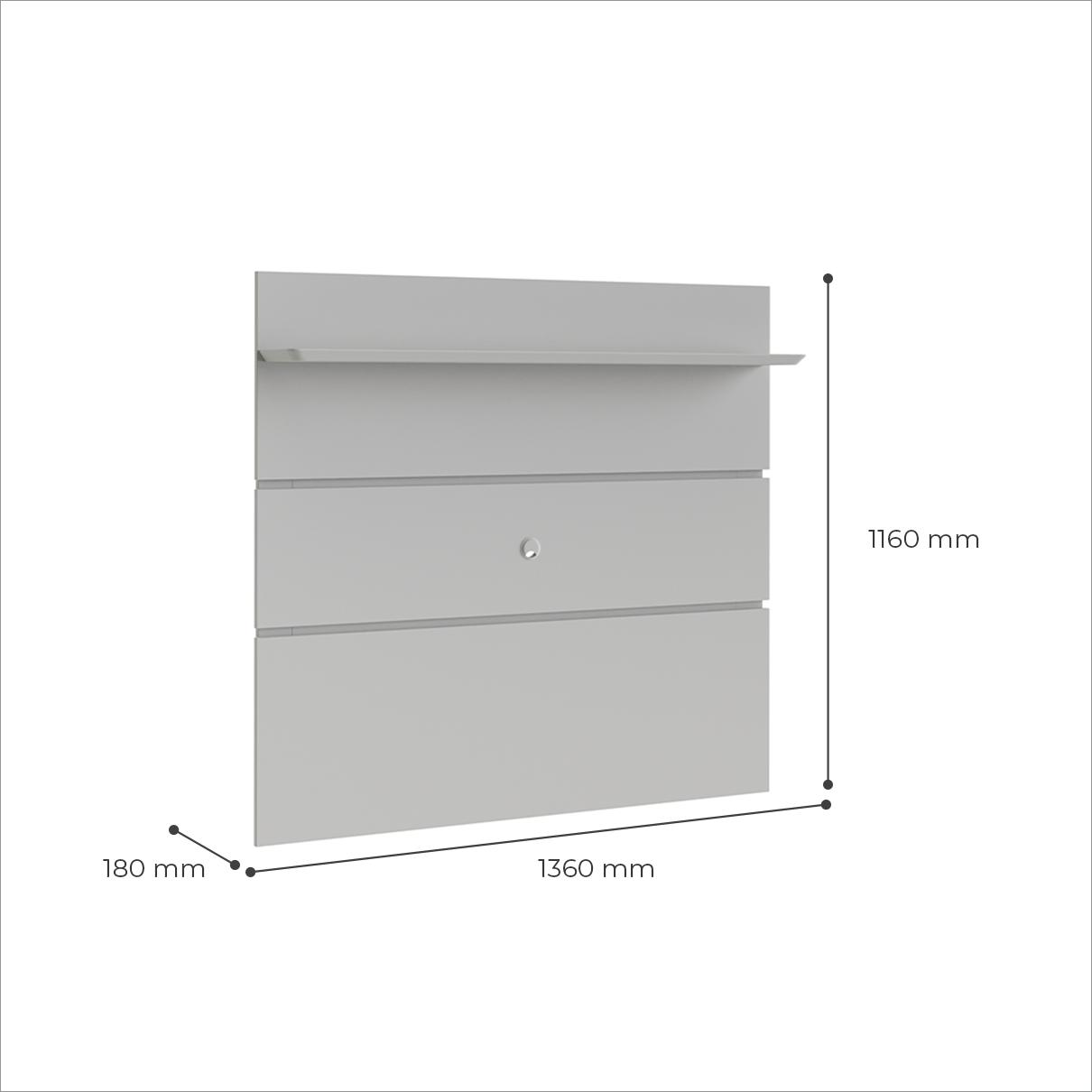 Painel para Tv Prism 1,36 Off White com Prateleira - Patrimar Móveis - 3