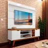 Painel com Rack para TV até 60 Polegadas Branco Acetinado Cumaru Prism - 1