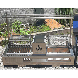 Churrasqueira HotBox Parrilla Dupla Grelha Argentina + Uruguaia - BANCADA + KIT TENDAL - 4