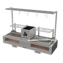 Ver imagem 1 de Churrasqueira Hotbox Parrilla Dupla Grelha Argentina + Uruguaia - Bancada + Kit Tendal
