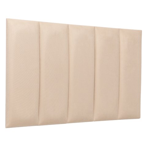 Cabeceira Solteiro Veludo Marfim Placa Modulada Estofada Ripada Adesiva