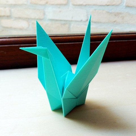 Estatueta Pássaro Tsuru P - 10 Cm Altura - Toque 3D: Azul Tiffany