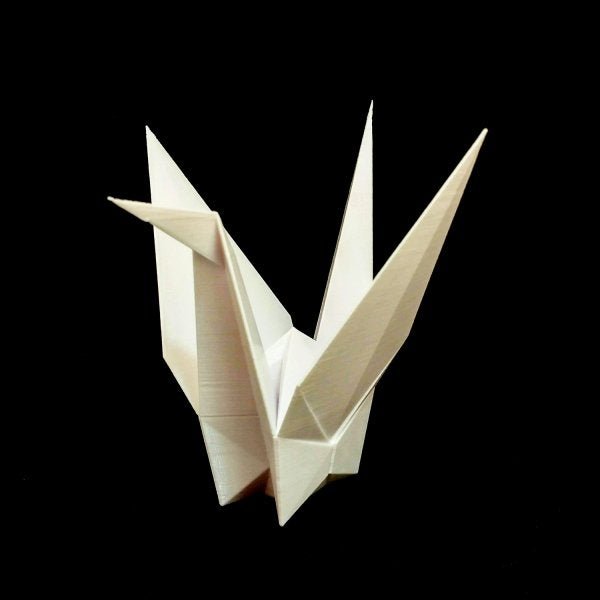 Estatueta Pássaro Tsuru M - 13 Cm Altura - Toque 3D: Branco - 2