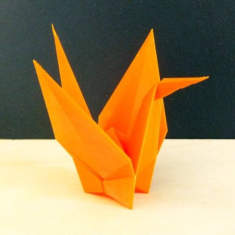 Estatueta Pássaro Tsuru G - 18 Cm Altura - Toque 3D: Laranja