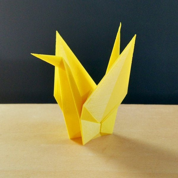 Estatueta Pássaro Tsuru G - 18 Cm Altura - Toque 3D: Amarelo - 1