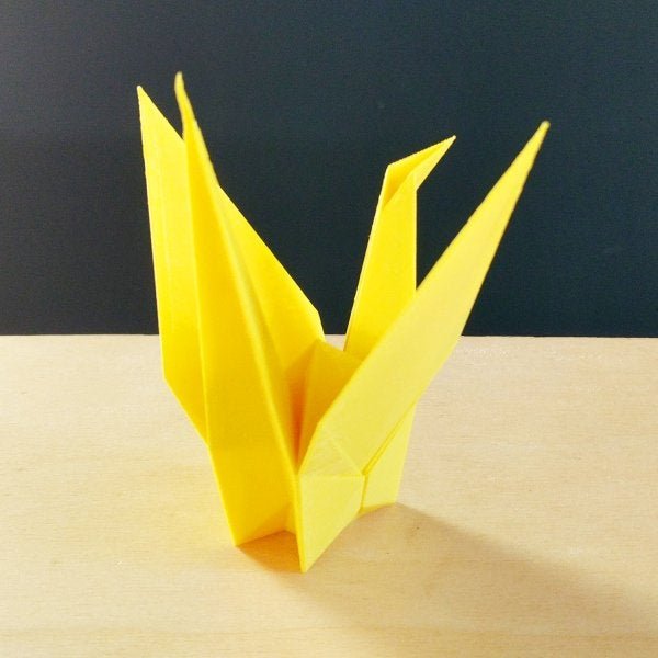 Estatueta Pássaro Tsuru G - 18 Cm Altura - Toque 3D: Amarelo - 2