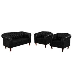 Conjunto Duas Poltronas e Namoradeira 2 Lugares Duque Preto - 1
