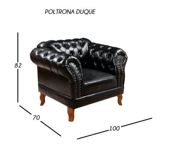 Kit 2 Poltronas Chesterfield Duque Preto - 5