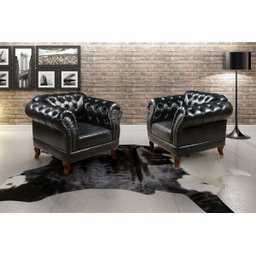 Kit 2 Poltronas Chesterfield Duque Preto - 1