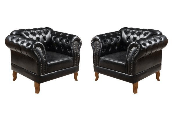 Kit 2 Poltronas Chesterfield Duque Preto - 4