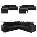 Ver imagem 3 de Sofá de Canto Retrátil 5 Lugares Veludo New Qatar Selmer Preto