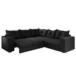 Sofá de Canto Retrátil 5 Lugares Veludo New Qatar Selmer Preto - 1
