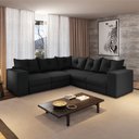 Ver imagem 2 de Sofá de Canto Retrátil 5 Lugares Veludo New Qatar Selmer Preto