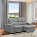 Ver imagem 2 de Sofá 2 Lugares Parma Retrátil Reclinável Linho Cinza 210cm