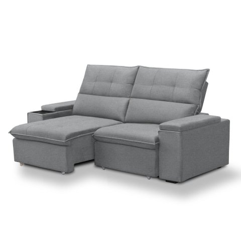 Sofá 2 Lugares Parma Retrátil Reclinável Linho Cinza 210cm