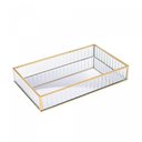 Ver imagem 1 de Bandeja de Metal com Espelho Dourada 15cm X 25cm X 4cm