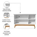 Ver imagem 5 de Balcão Aparador Buffet Absoluto 3 Portas com Pés de Madeira Retrô Off White/Nature J&A