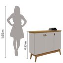 Ver imagem 6 de Balcão Aparador Buffet Absoluto 3 Portas com Pés de Madeira Retrô Off White/Nature J&A