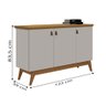 Balcão Aparador Buffet Absoluto 3 Portas com Pés de Madeira Retrô Off White/Nature J&A - 3