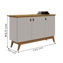 Ver imagem 3 de Balcão Aparador Buffet Absoluto 3 Portas com Pés de Madeira Retrô Off White/Nature J&A