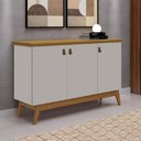 Ver imagem 2 de Balcão Aparador Buffet Absoluto 3 Portas com Pés de Madeira Retrô Off White/Nature J&A