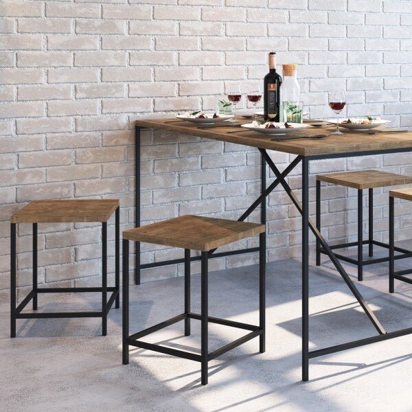 Kit 02 Banquetas Baixa Vermont-Preto Industrial Artesano - Artesano Home - 2