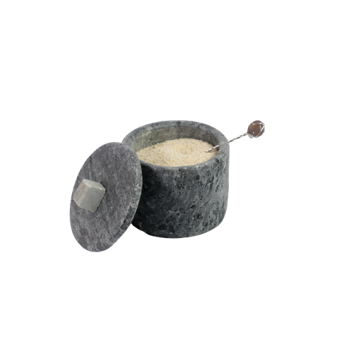 Açucareiro Farinheira Gourmet Pedra Sabão com Colher P 7cm