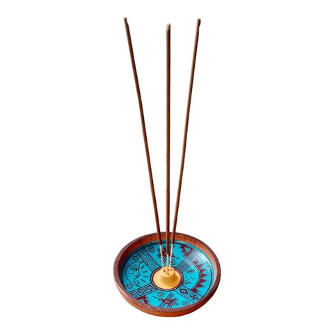 Incensário de Cerâmica Peruano Azul 11 Cm para 3 Incenso