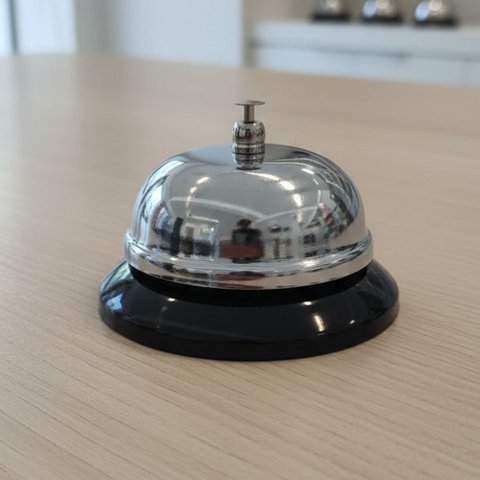 Campainha Sino de Mesa 8,5x6cm Inox Prateado Metal