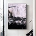 Ver imagem 1 de Quadro Abstrato Pintura Óleo Preto e Branco - Tela Única - 120 x 90 cm - Chassi