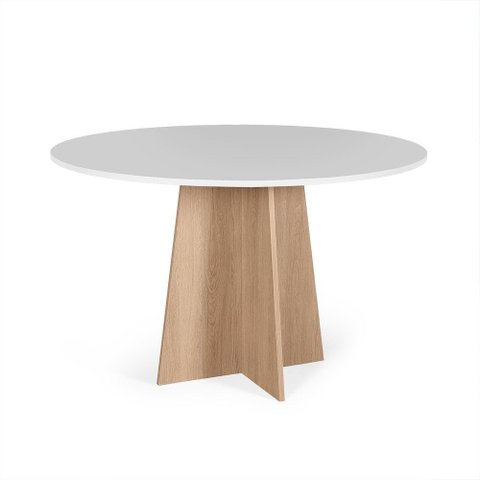 Mesa de Jantar Redonda 90cm 4 Lugares Isabela MDF Branco e Jade - Straub Web