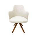 Ver imagem 3 de Conjunto 4 Cadeiras Jantar Saarinen com Braço Tecido Linho madeira giratória nobre maciça Poltronas 